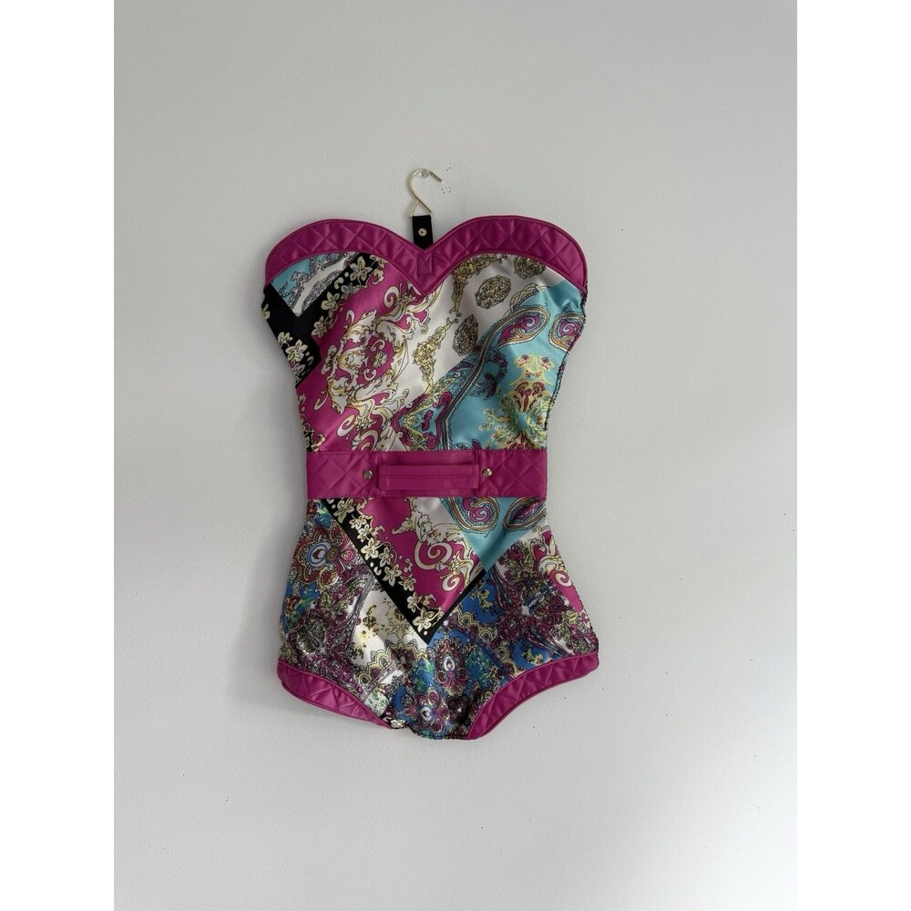 🏷️✿ PurseN Hanging Cosmetic Bag Bustier Travel Case Satin Paisley Pink B